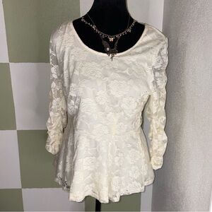 Cato White Cream Lace Flowy Blouse